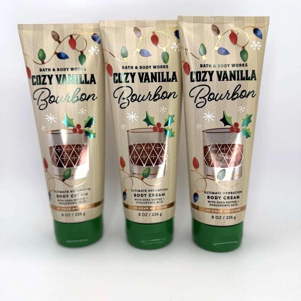LOT OF (4) Bath & Body Works Cozy Vanilla Bourbon Body Care Set Lotion Cream NEW